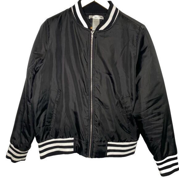 Emma & Posh Jacket Embroidered Dragon Bomber Rib Trim Womens Size M Black White - Picture 1 of 10